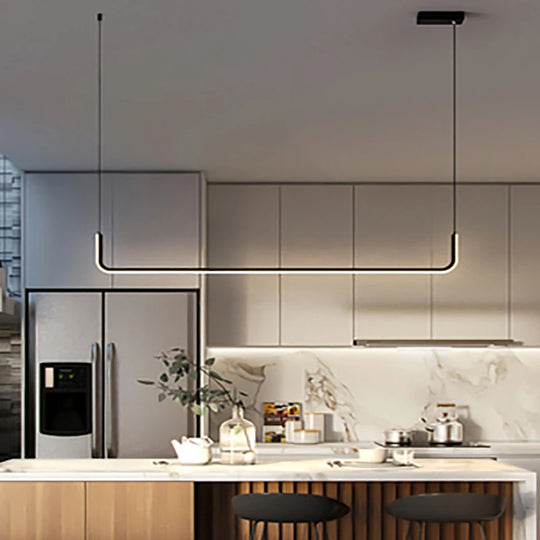 Modern LED Strip Chandelier Light Restaurant Kitchen Decor