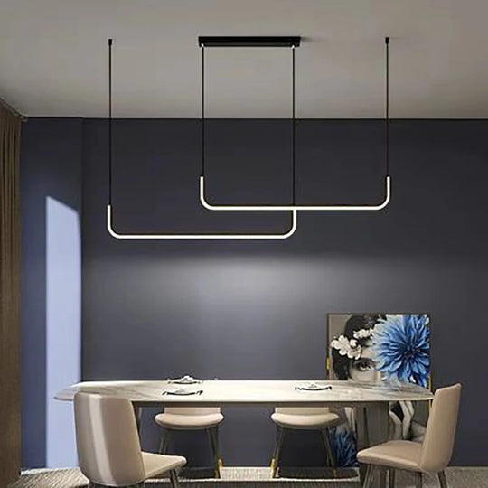 Modern LED Strip Chandelier Light Restaurant Kitchen Decor