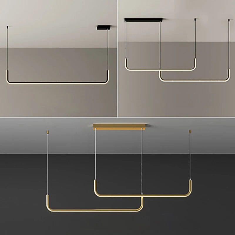 Modern LED Strip Chandelier Light Restaurant Kitchen Decor