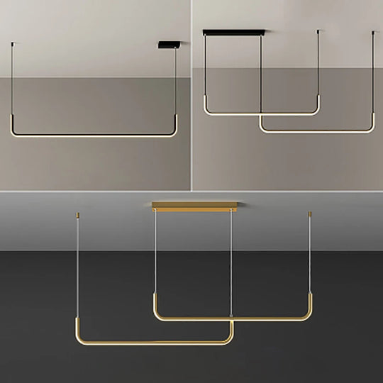 Modern LED Strip Chandelier Light Restaurant Kitchen Decor