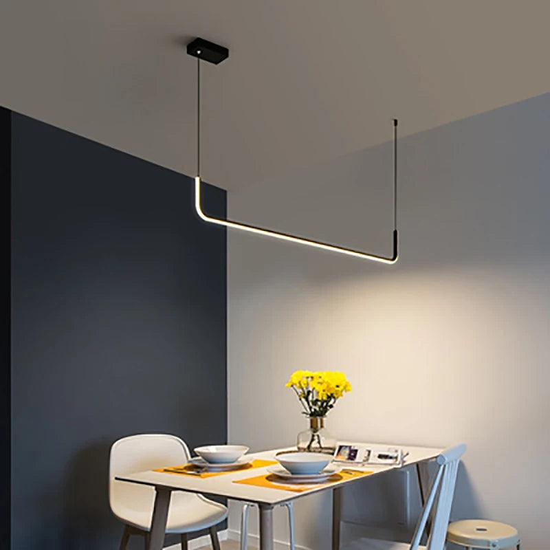 Modern LED Strip Chandelier Light Restaurant Kitchen Decor