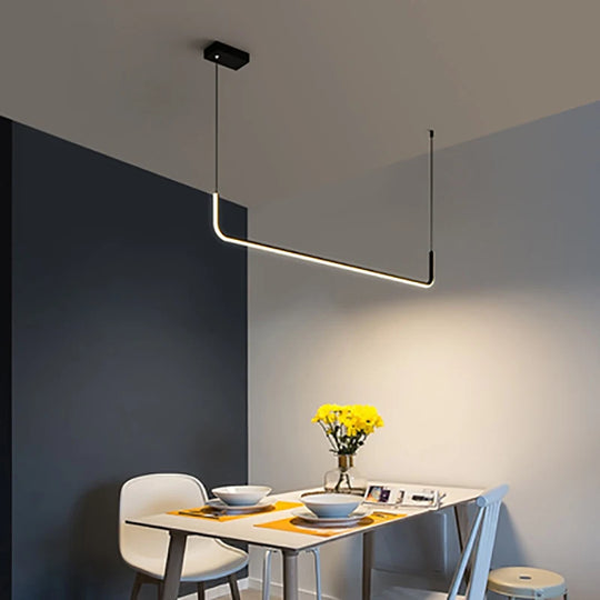 Modern LED Strip Chandelier Light Restaurant Kitchen Decor