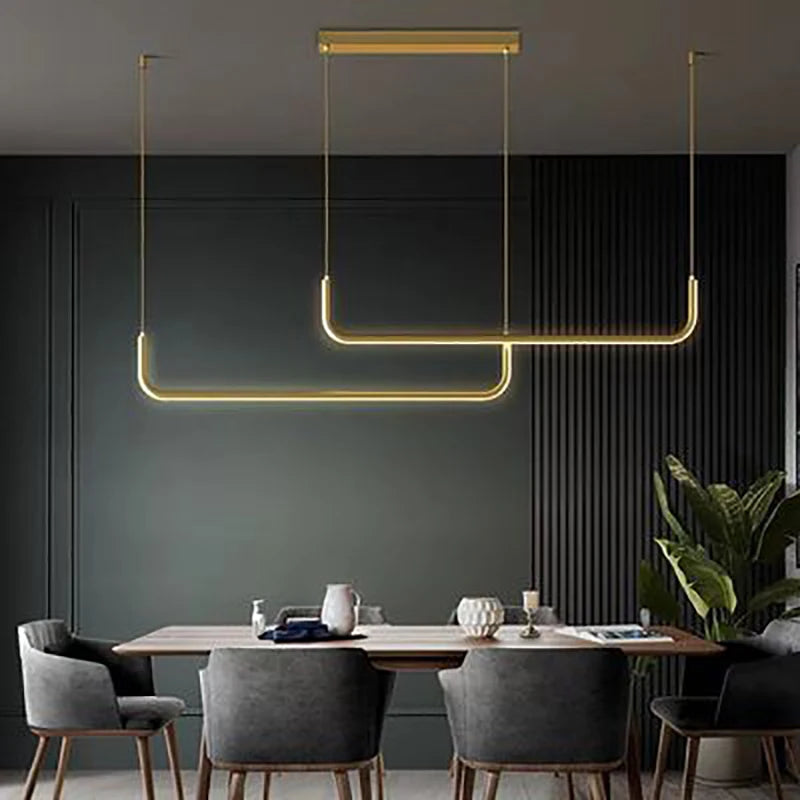 Modern LED Strip Chandelier Light Restaurant Kitchen Decor