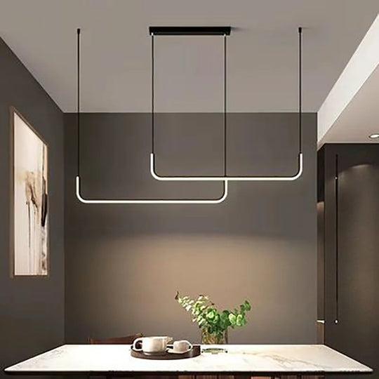 Modern LED Strip Chandelier Light Restaurant Kitchen Decor