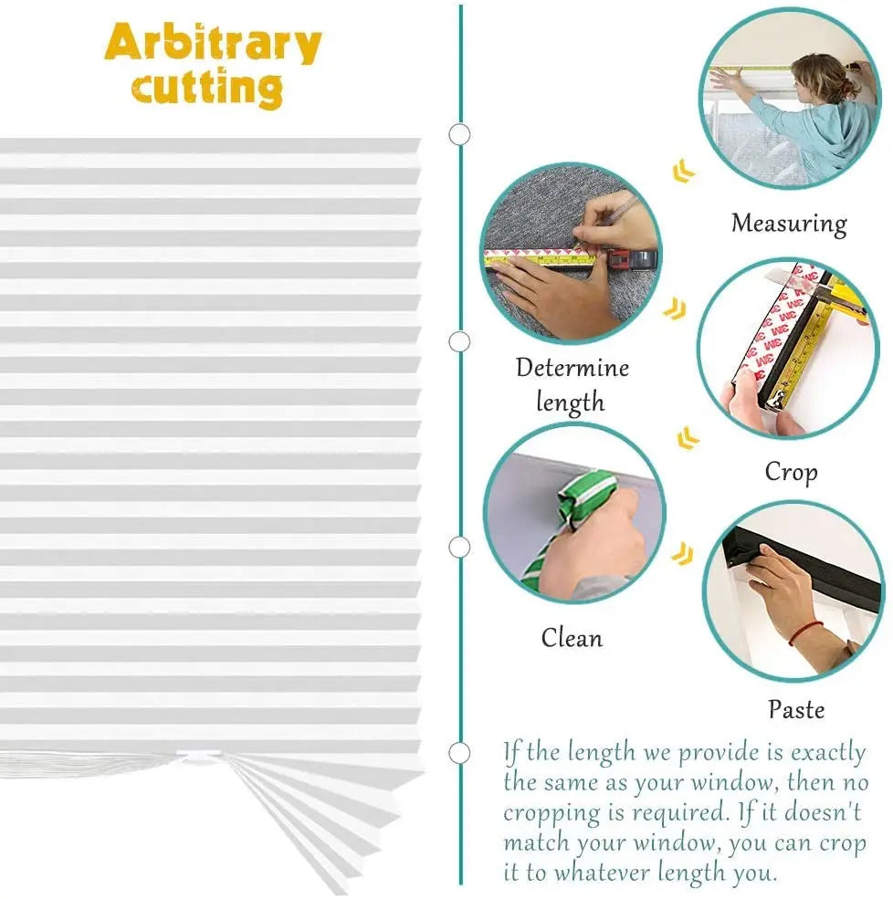 Pleated Window Shade Adhesive Blinds Light Blocking