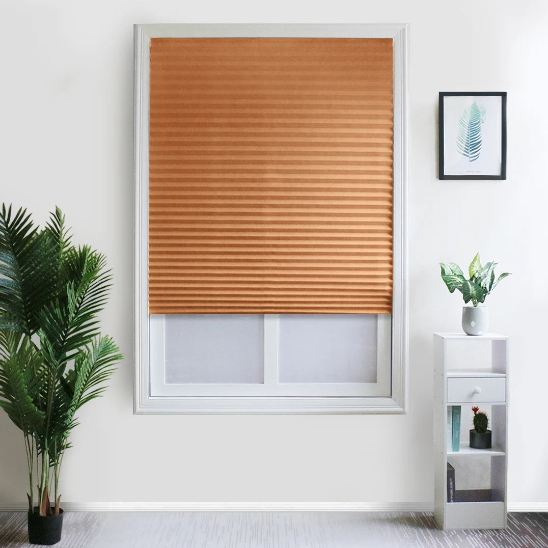 Pleated Window Shade Adhesive Blinds Light Blocking
