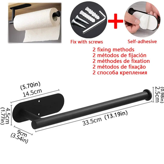 Kitchen Paper Towel Holder Adhesive Tissue Hanger Toilet Roll Paper Dispenser
