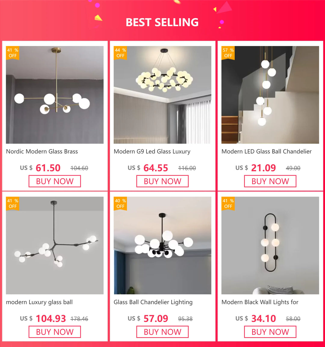 Modern Glass Chandelier Lighting for Living Room