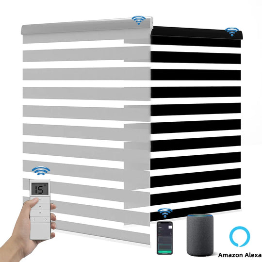Zebra Roller Blinds Light Filtering Shades Battery Powered Electric