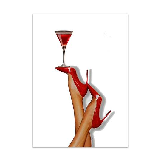 Cards Posters Lucky 8 Leopard Wall arts  High Heels Cocktail Print Picture