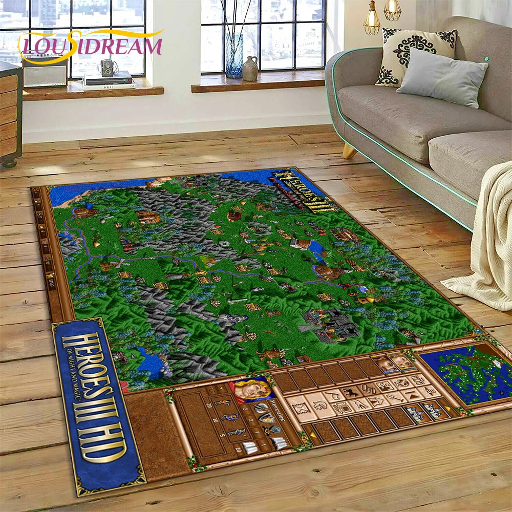 HD Heroes of Might and Magic Retro Games Rug Carpet for Living Room Bedroom Decor,Floor Mat Non-slip Decoration for Sofa Doormat