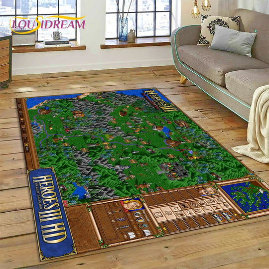 HD Heroes of Might and Magic Retro Games Rug Carpet for Living Room Bedroom Decor,Floor Mat Non-slip Decoration for Sofa Doormat