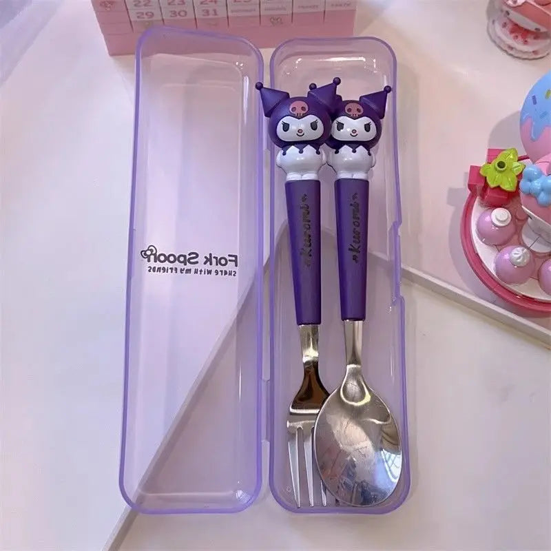 Kitty Cinnamoroll Spoon Fork 2 Pcs Set Stainless Steel