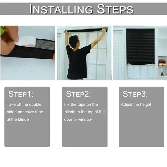 1Pc Shades Self-adhesive Half Windows Nonwoven Folding Curtain B