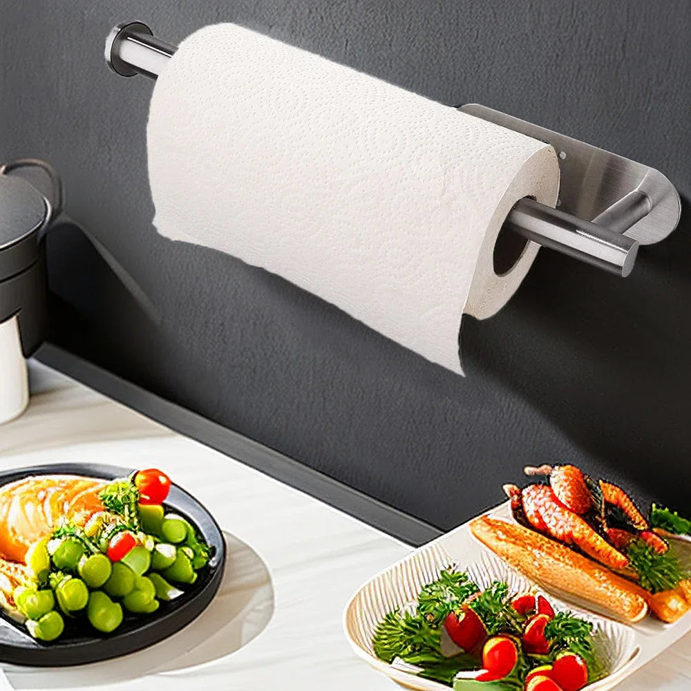 Kitchen Paper Towel Holder Adhesive Tissue Hanger Toilet Roll Paper Dispenser