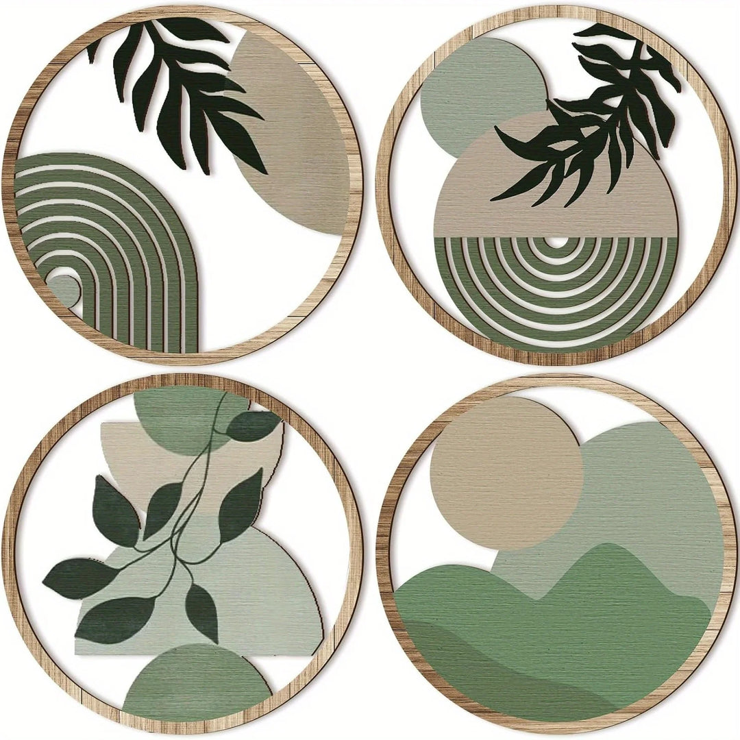 4 Bohemian Wall Art Set - Wooden Bohemian Deco