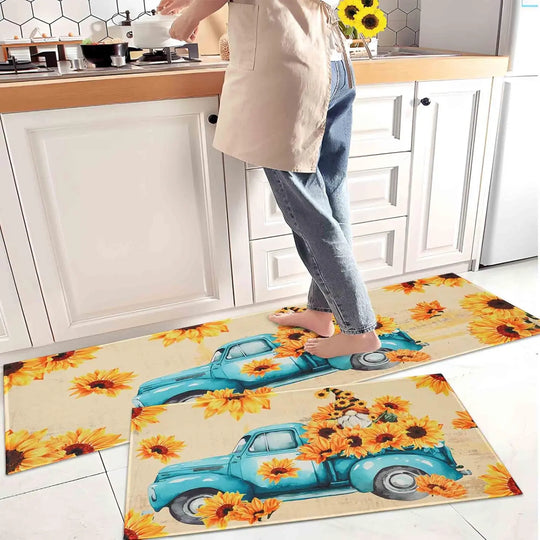 2PC Coffee Kitchen Rugs and Mats Non-Slip Washable Stain and Fade Resistant