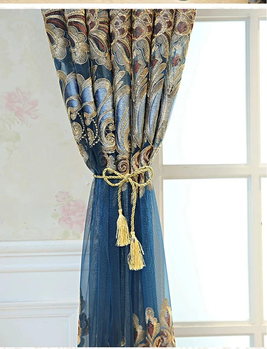 Window Blinds Embroidery Tulle Curtains For Living Room