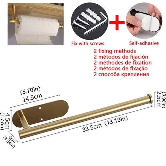 Kitchen Paper Towel Holder Adhesive Tissue Hanger Toilet Roll Paper Dispenser