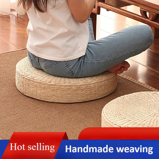 Handmade Straw Woven Futon Cushion B