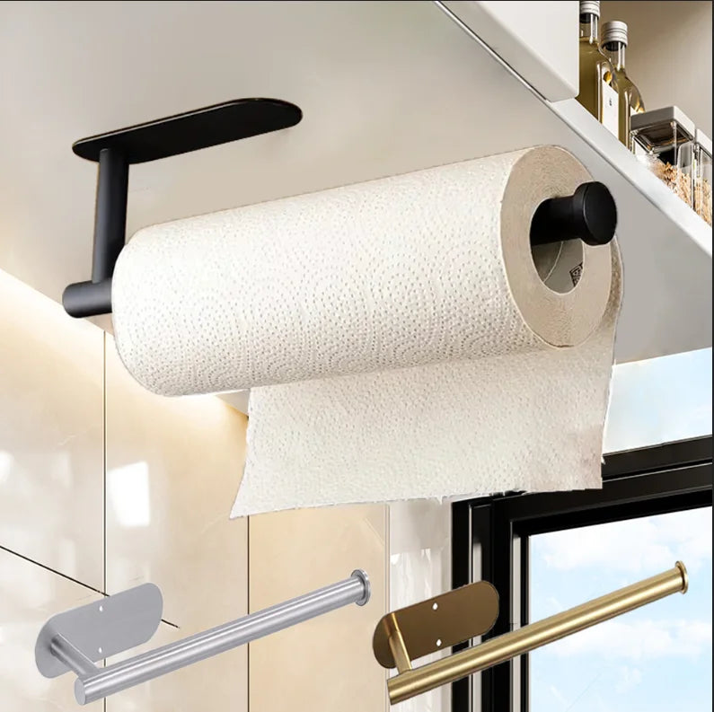 Kitchen Paper Towel Holder Adhesive Tissue Hanger Toilet Roll Paper Dispenser