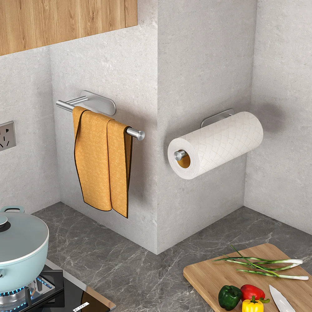 Kitchen Paper Towel Holder Adhesive Tissue Hanger Toilet Roll Paper Dispenser