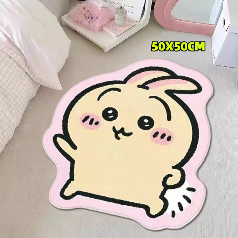 Chiikawa Hachiware Usagi Plush Area Rug - Non-Slip Floor Mat for Living Room, Bedroom, Bathroom & Car