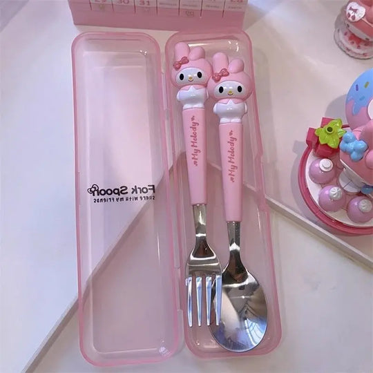 Kitty Cinnamoroll Spoon Fork 2 Pcs Set Stainless Steel