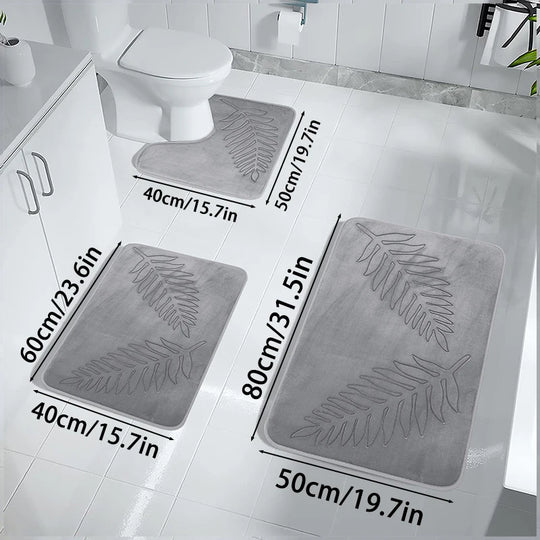 3PCS Set Bath Mats Nonslip Soft Quick Dry Bathroom Soft Rugs Water Absorption
