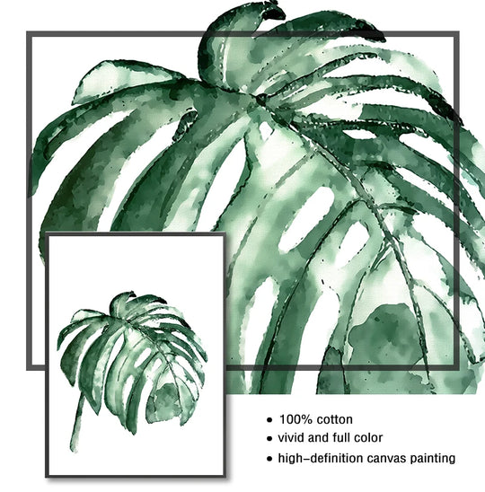Wall Art Paintings for Living Room Home Decor Scandinavian Style Tropical Plants Poster Green Leaves Decorative Picture Modern