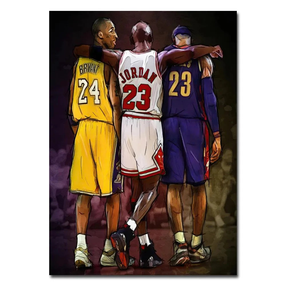 Famous Basketball Stars Wall Art Poster