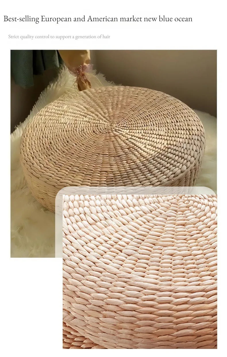 Handmade Straw Woven Futon Cushion B