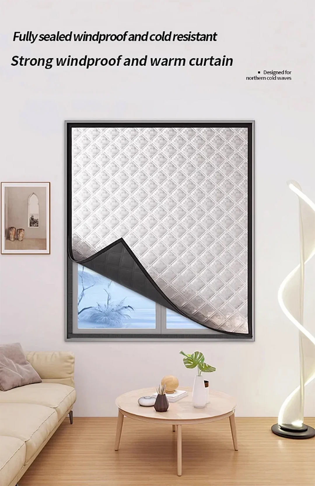 Latest Style Winter Curtains Heat-insulating and windproof Sealed Windows Screen Non perforated Blackout and cold Proof Curtains