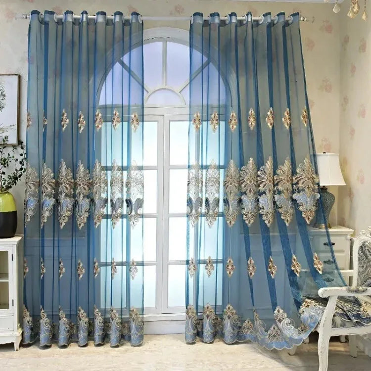 Window Blinds Embroidery Tulle Curtains For Living Room