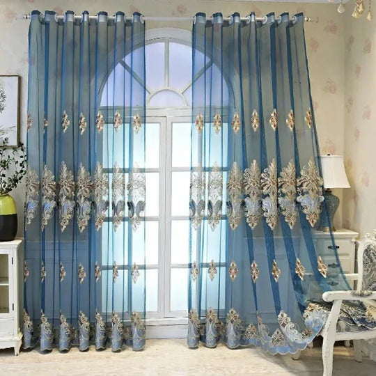 Window Blinds Embroidery Tulle Curtains For Living Room