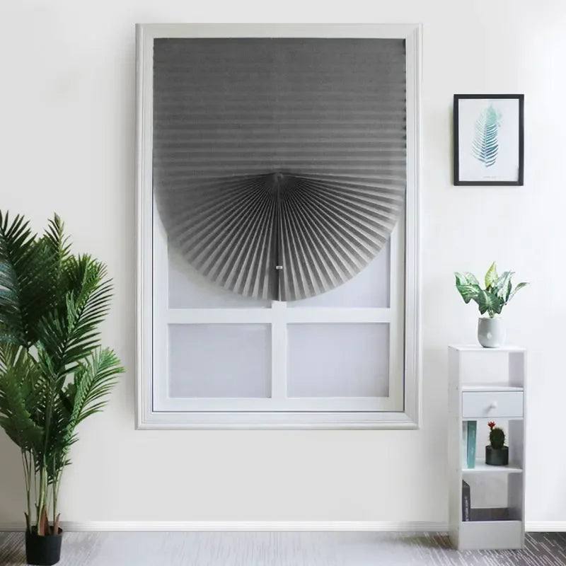 1Pc Shades Self-adhesive Half Windows Nonwoven Folding Curtain B