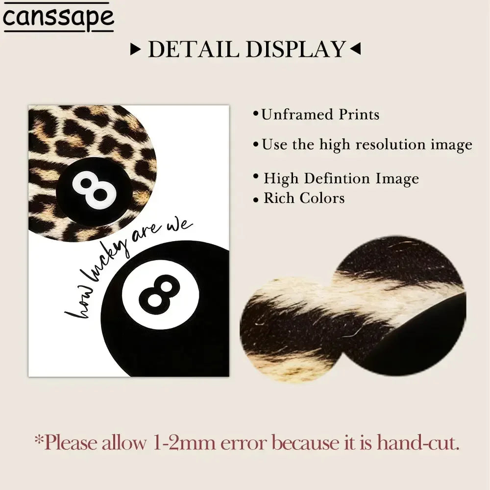 Cards Posters Lucky 8 Leopard Wall arts  High Heels Cocktail Print Picture