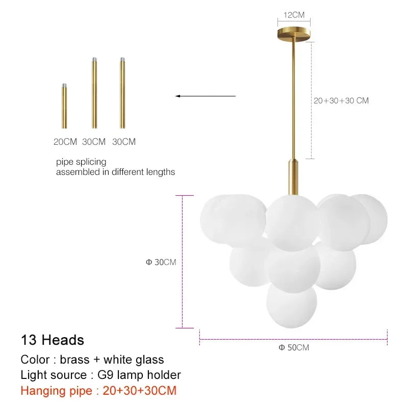 Modern Glass Chandelier Lighting for Living Room