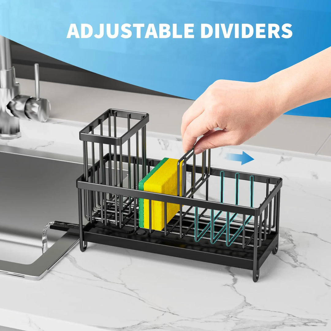 Kitchen Sink Sponge Holder with High Brush Rack