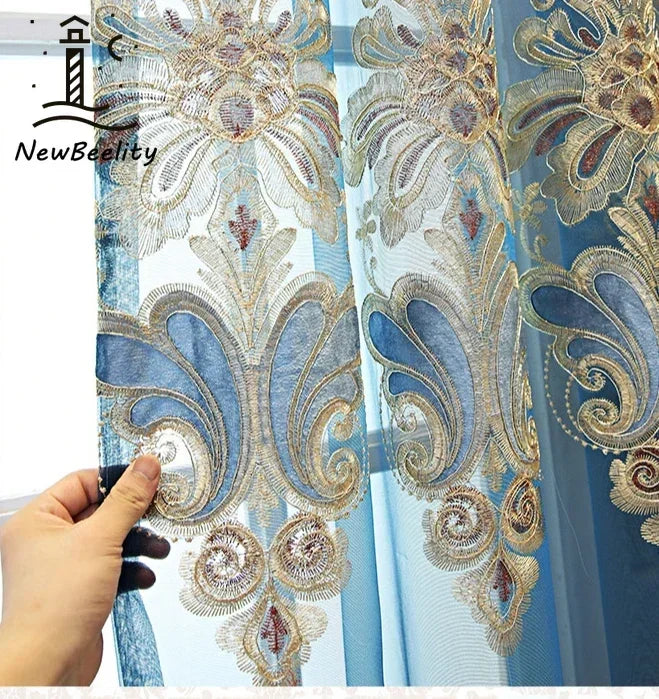 Window Blinds Embroidery Tulle Curtains For Living Room