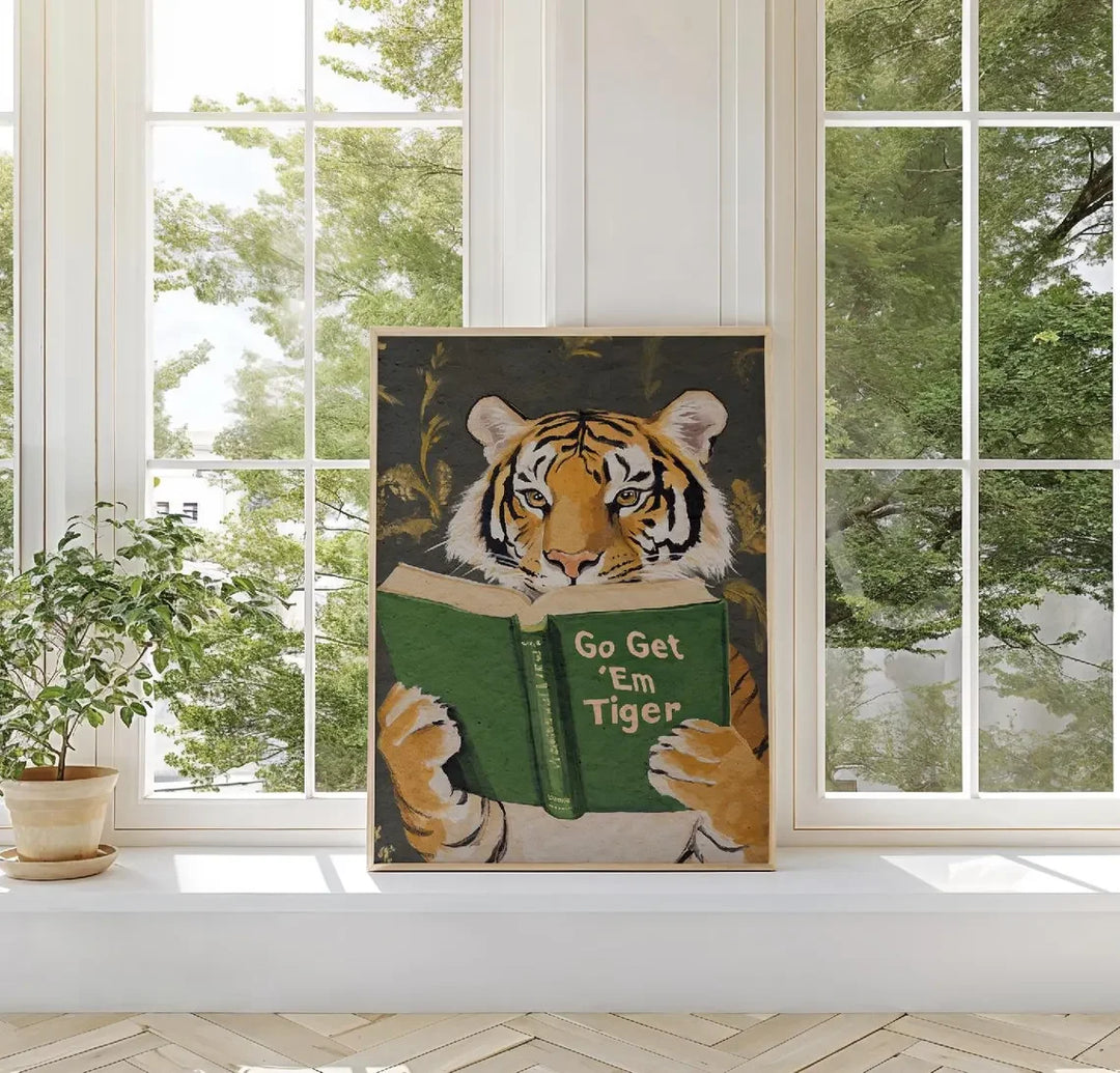 Humorous Bookworm Wall Art Decor for Library Office