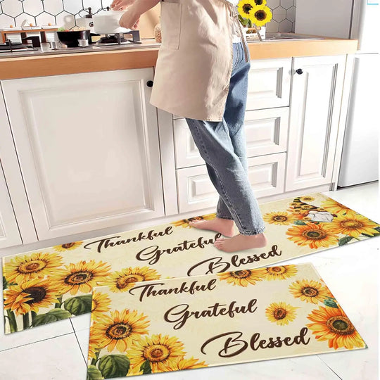 2PC Coffee Kitchen Rugs and Mats Non-Slip Washable Stain and Fade Resistant
