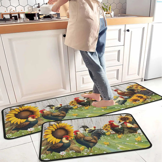 2PC Coffee Kitchen Rugs and Mats Non-Slip Washable Stain and Fade Resistant