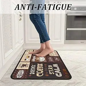 2PC Coffee Kitchen Rugs and Mats Non-Slip Washable Stain and Fade Resistant