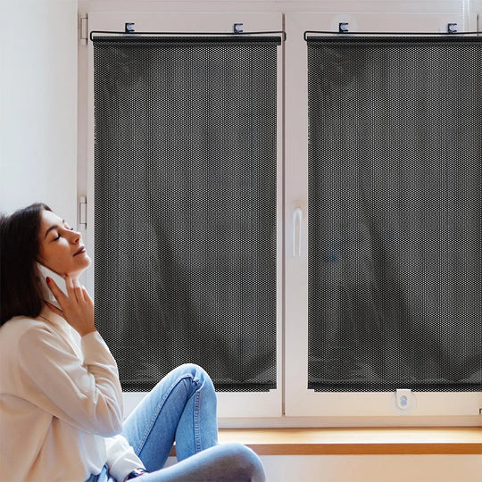 Window Roller Blinds Suction Cup Blackout Drilling Home Decor