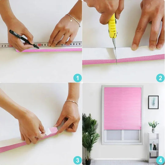 1Pc Shades Self-adhesive Half Windows Nonwoven Folding Curtain B