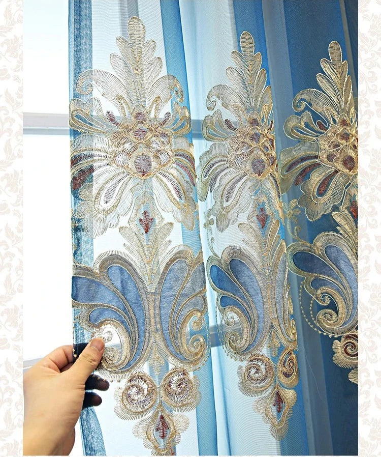 Window Blinds Embroidery Tulle Curtains For Living Room