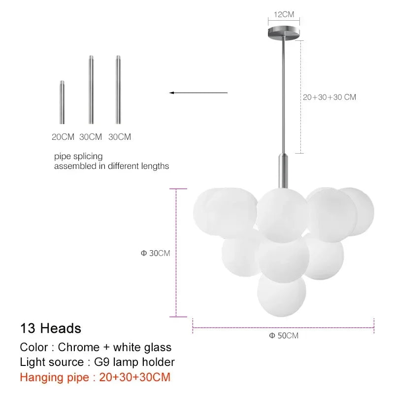 Modern Glass Chandelier Lighting for Living Room