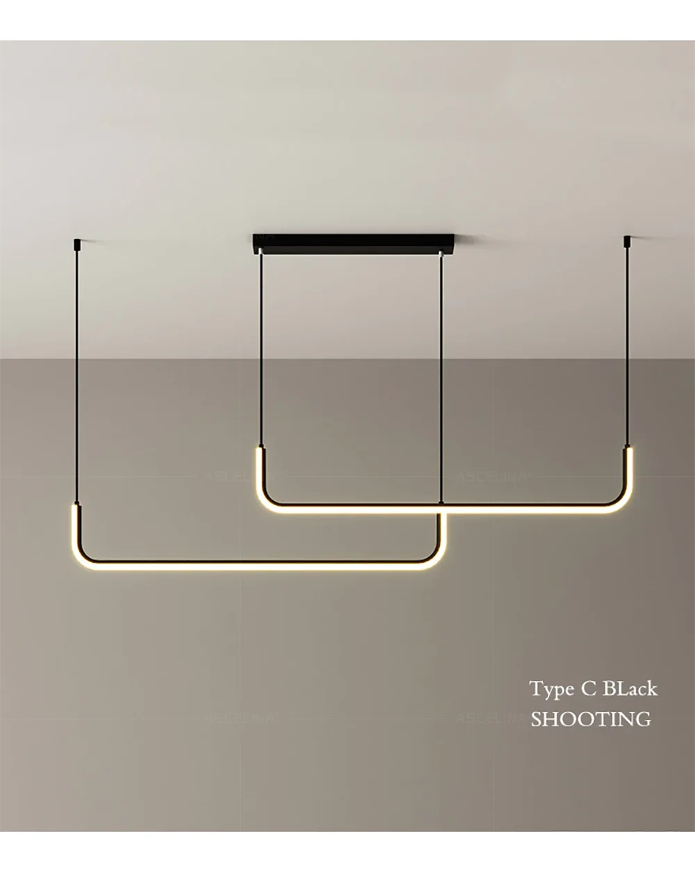 Modern LED Strip Chandelier Light Restaurant Kitchen Decor