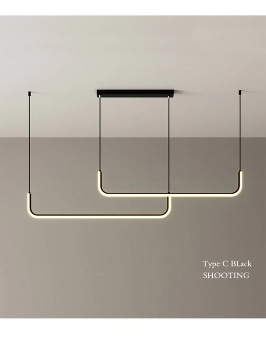 Modern LED Strip Chandelier Light Restaurant Kitchen Decor